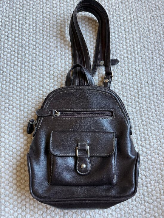 Handbags - Brown Faux Leather Mini Backpack